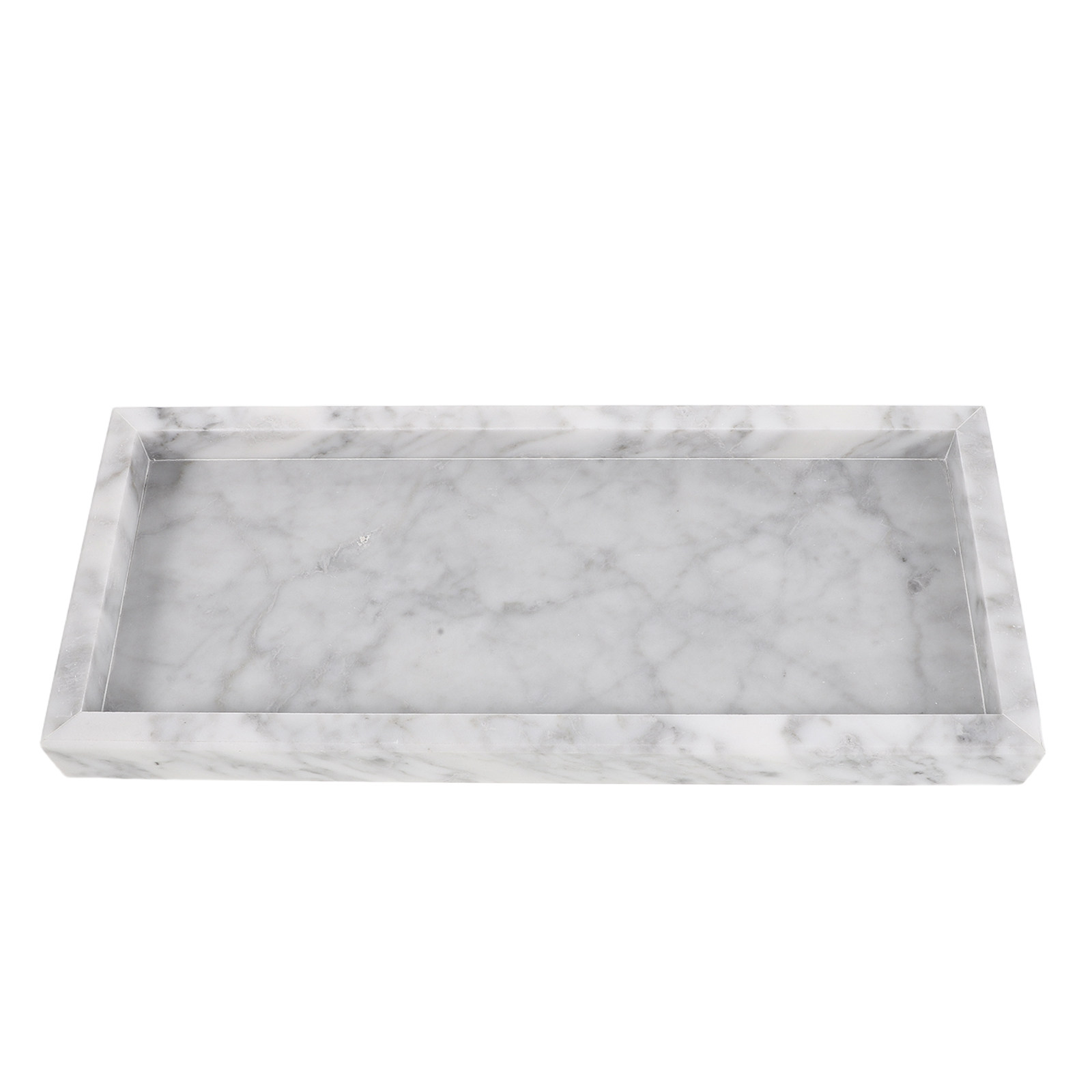 Home Bathroom Organizer - 12x5 Rechteckiges Marmortablett, Schminktisch-Tablett, Badezimmer- und