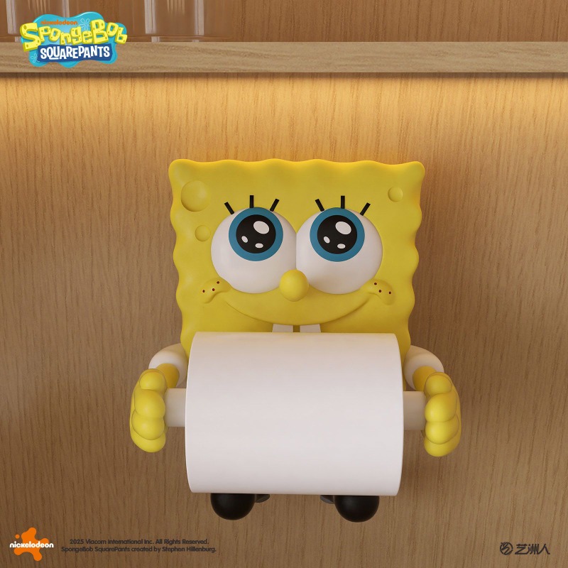 Home Edit Bathroom Storage - Niedlicher SpongeBob Toilettenpapierhalter zur Wandmontage ohne